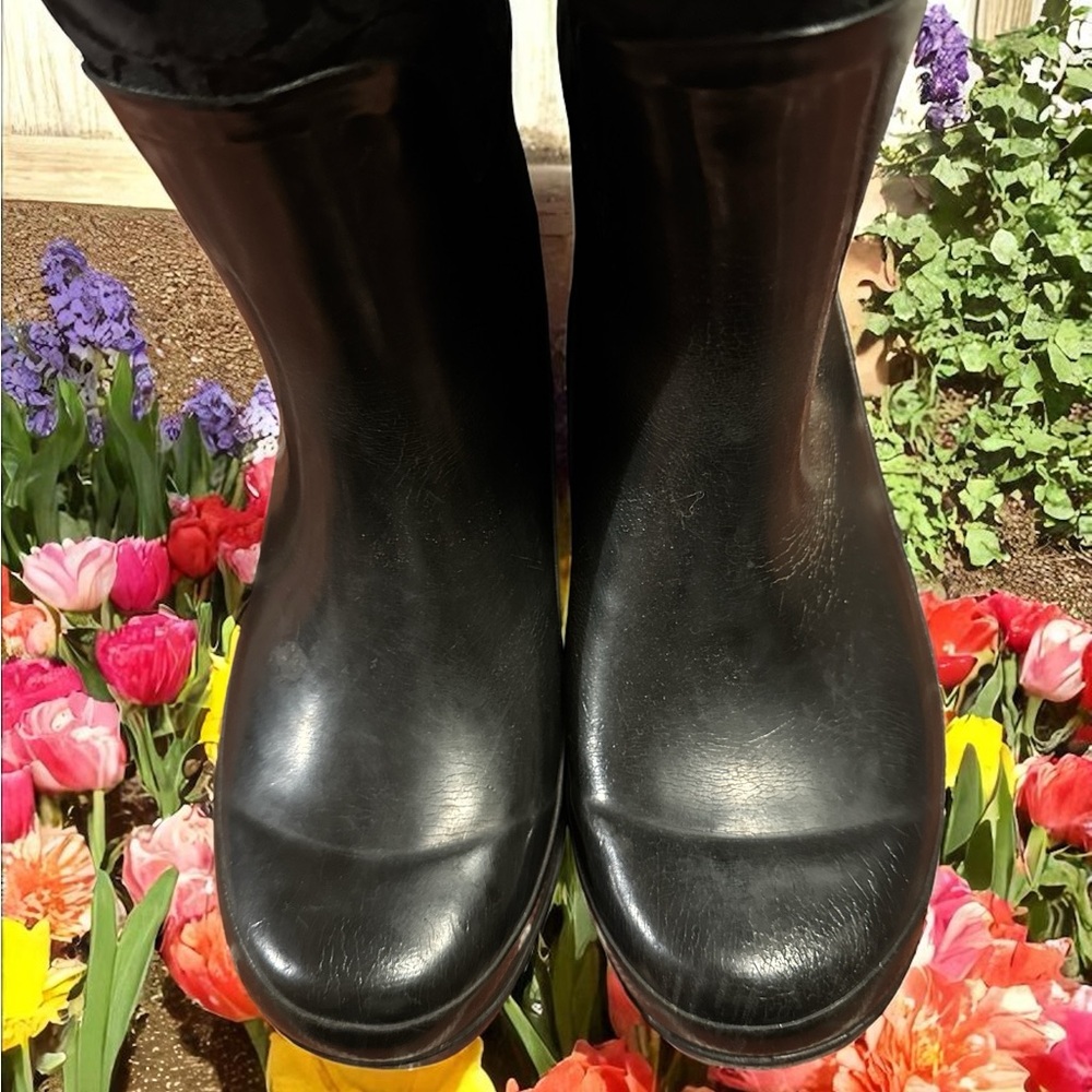 Coach Black Women's Rain Boots Q1574 Pearl 7B. - Picture 7 of 9